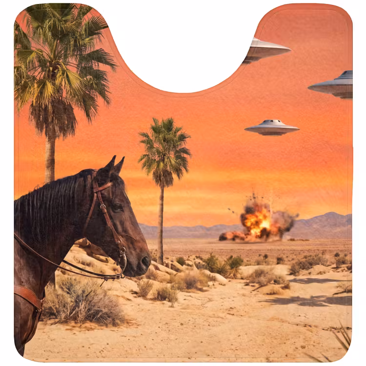 WC Mat - Cowboy - Horse - Desert - Cowboy - Paard - Woestijn WCmat U-uitsnede middel