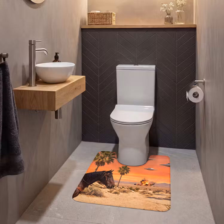 WC Mat - Cowboy - Horse - Desert - Cowboy - Paard - Woestijn WCmat U-uitsnede middel