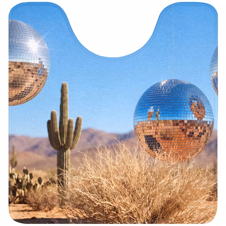WC Mat - Desert - Mirror Ball - Art - Woestijn - Spiegelbal - Kunst WCmat U-uitsnede middel