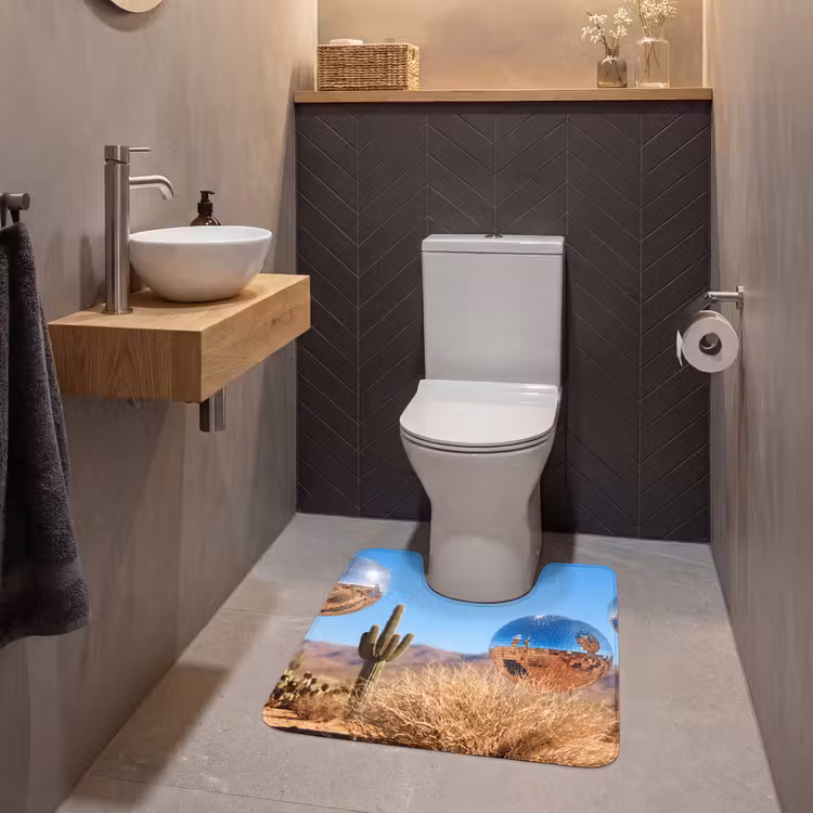 WC Mat - Desert - Mirror Ball - Art - Woestijn - Spiegelbal - Kunst WCmat U-uitsnede middel