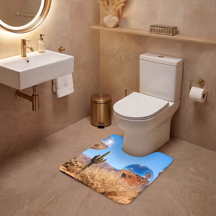 WC Mat - Desert - Mirror Ball - Art - Woestijn - Spiegelbal - Kunst WCmat U-uitsnede middel