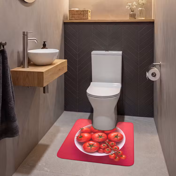 WC Mat - Dinner Plate - Red - Eten - Kom - Rood WCmat U-uitsnede middel