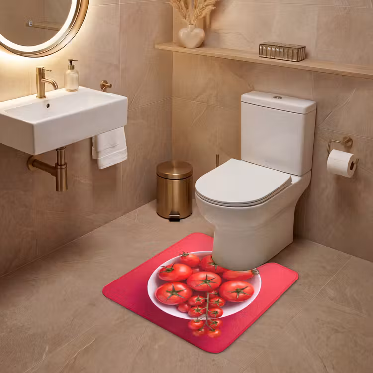 WC Mat - Dinner Plate - Red - Eten - Kom - Rood WCmat U-uitsnede middel