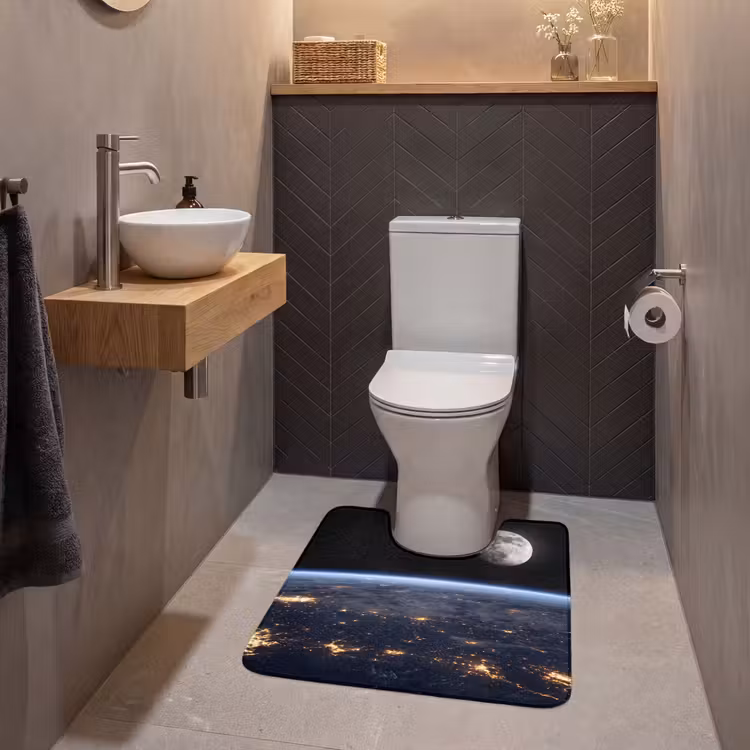 WC Mat - Earth - Night - Space - Aarde - Nacht - Ruimte WCmat U-uitsnede middel