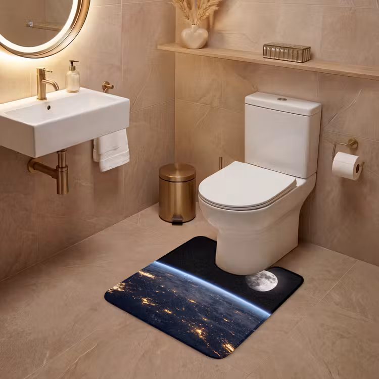 WC Mat - Earth - Night - Space - Aarde - Nacht - Ruimte WCmat U-uitsnede middel