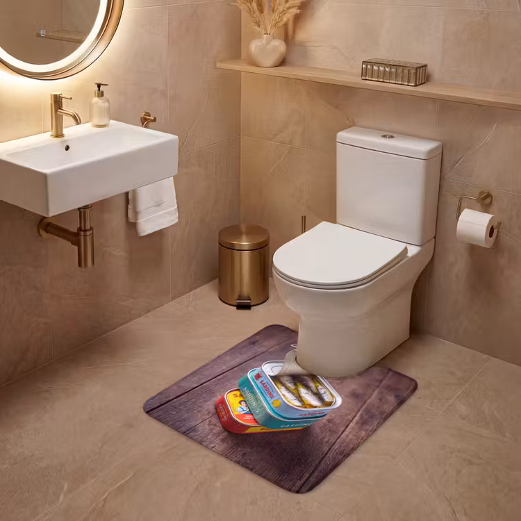 WC Mat - Fish - Cans - Kitchen - Vis - Blikjes - Keuken WCmat U-uitsnede middel