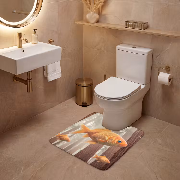 WC Mat - Fish - Forest - Fantasy - Vis - Bos - Fantasie WCmat U-uitsnede middel