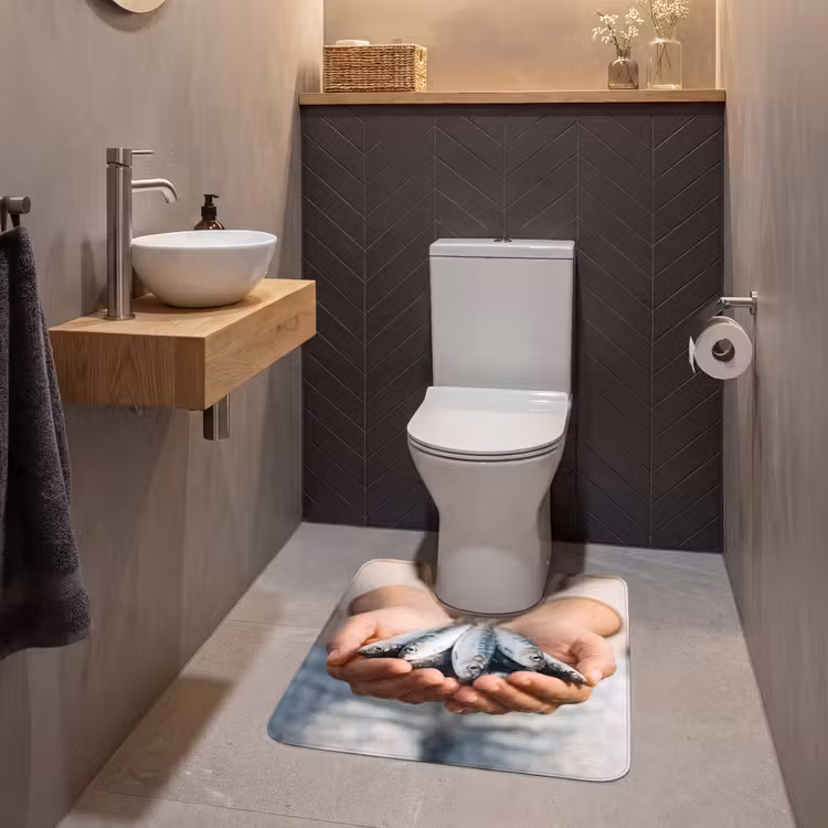 WC Mat - Fish - Hands - Nature - Vis - Handen - Natuur WCmat U-uitsnede middel