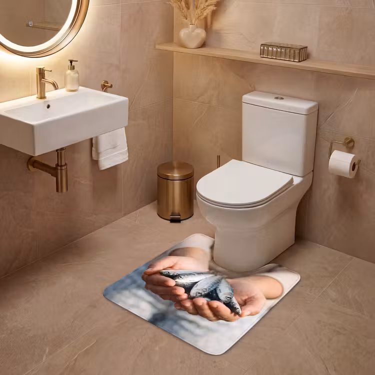 WC Mat - Fish - Hands - Nature - Vis - Handen - Natuur WCmat U-uitsnede middel