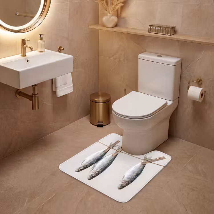WC Mat - Fish - Hanging - Food - Vis - Hangend - Eten WCmat U-uitsnede middel