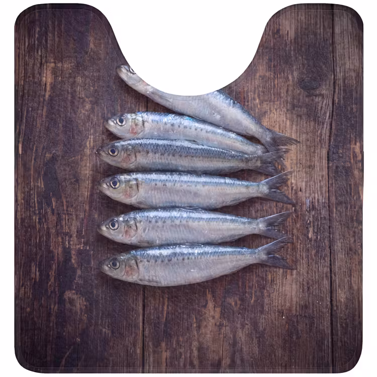 WC Mat - Fish - Wood - Food - Vis - Hout - Eten WCmat U-uitsnede middel