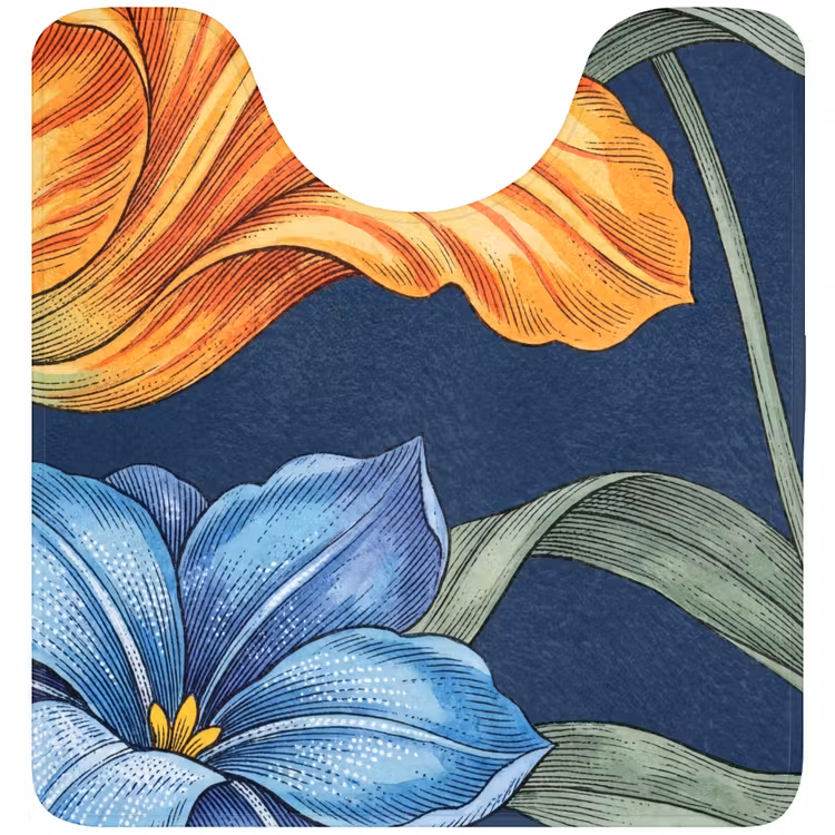 WC Mat - Flowers - Botanical - Pattern - Bloemen - Botanisch - Patroon WCmat U-uitsnede middel