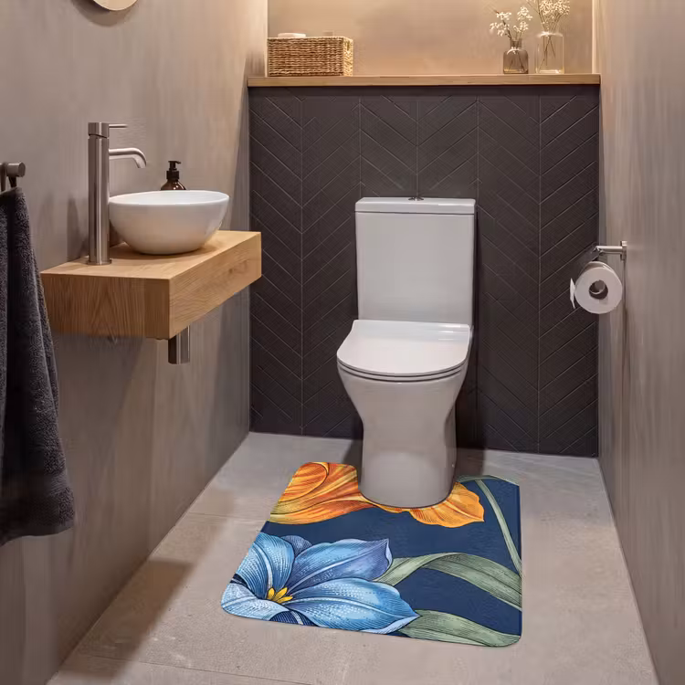 WC Mat - Flowers - Botanical - Pattern - Bloemen - Botanisch - Patroon WCmat U-uitsnede middel