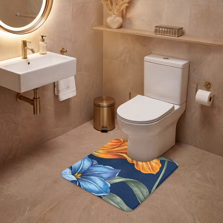 WC Mat - Flowers - Botanical - Pattern - Bloemen - Botanisch - Patroon WCmat U-uitsnede middel