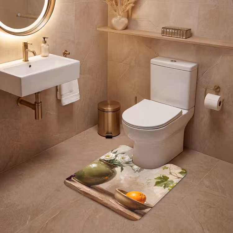 WC Mat - Flowers - Fruit - Still Life - Bloemen - Fruit - Stilleven WCmat U-uitsnede middel