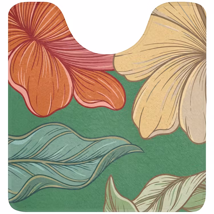 WC Mat - Flowers - Greenery - Illustration - Bloemen - Groen - Illustratie WCmat U-uitsnede middel