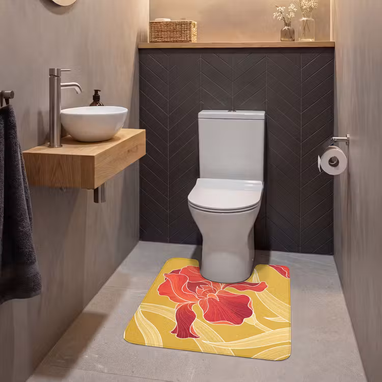 WC Mat - Flowers - Illustration - Red - Bloemen - Illustratie - Rood WCmat U-uitsnede middel