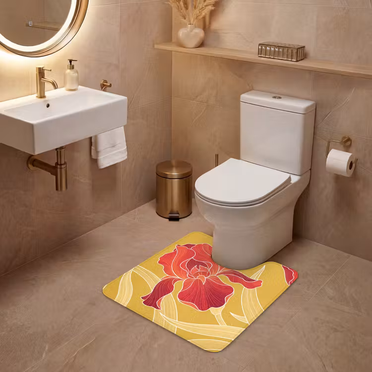 WC Mat - Flowers - Illustration - Red - Bloemen - Illustratie - Rood WCmat U-uitsnede middel