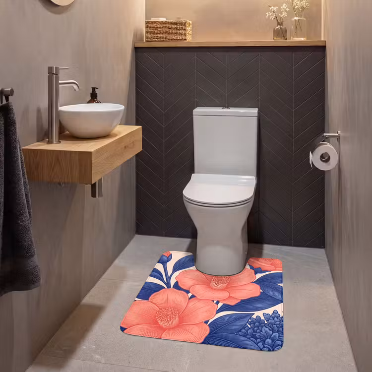 WC Mat - Flowers - Leaves - Botanical - Bloemen - Bladeren - Botanisch WCmat U-uitsnede middel