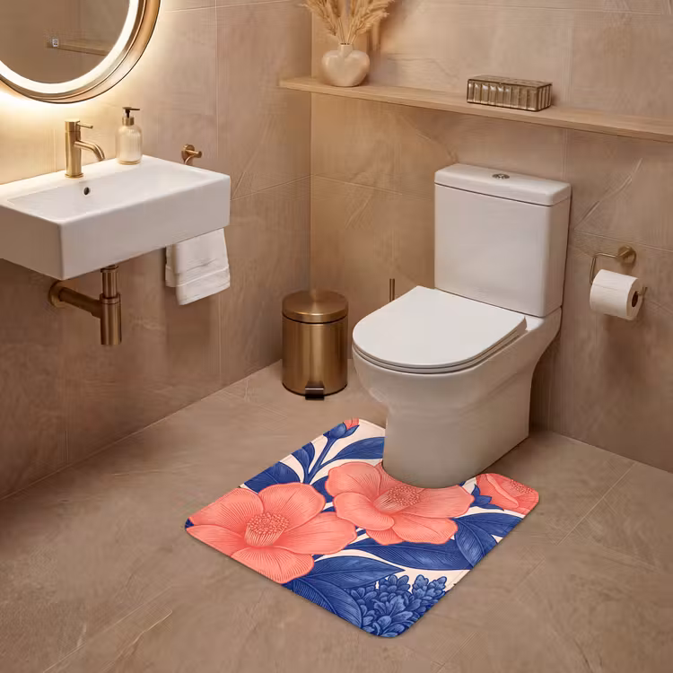 WC Mat - Flowers - Leaves - Botanical - Bloemen - Bladeren - Botanisch WCmat U-uitsnede middel