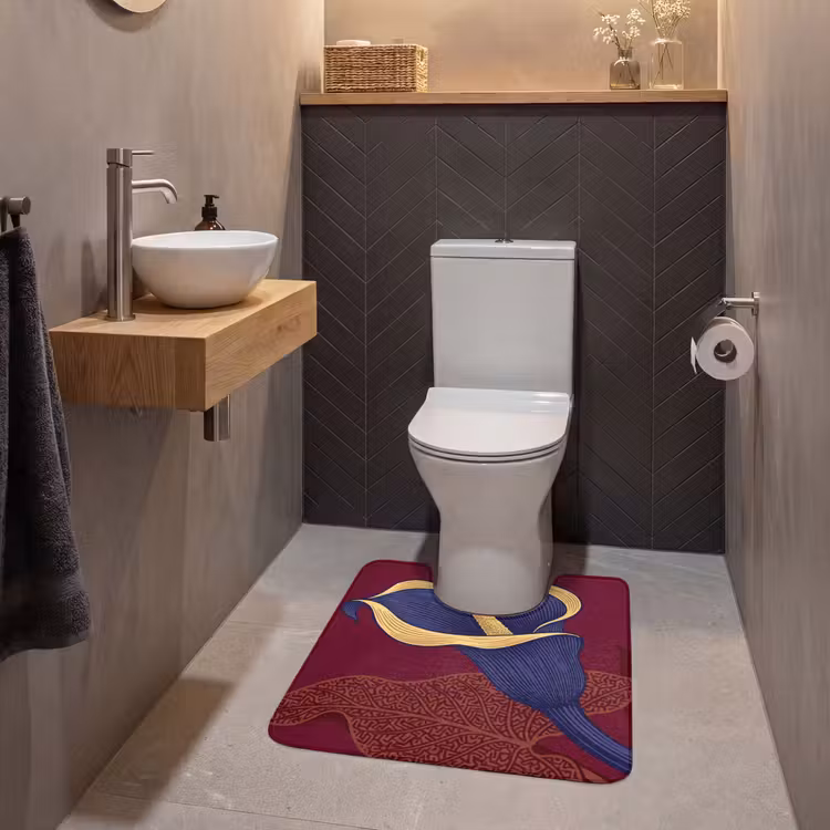 WC Mat - Flowers - Modern - Purple - Bloemen - Modern - Paars WCmat U-uitsnede middel
