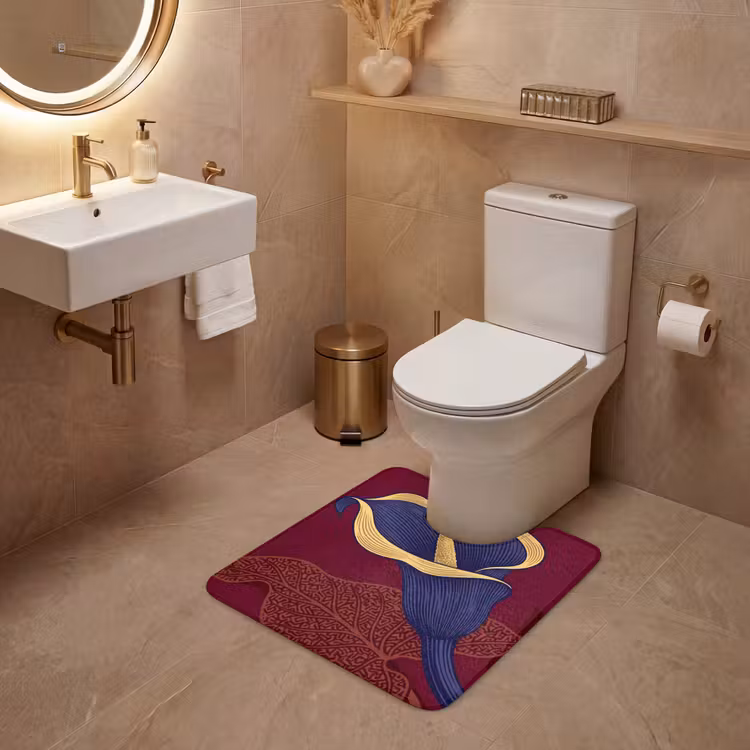 WC Mat - Flowers - Modern - Purple - Bloemen - Modern - Paars WCmat U-uitsnede middel