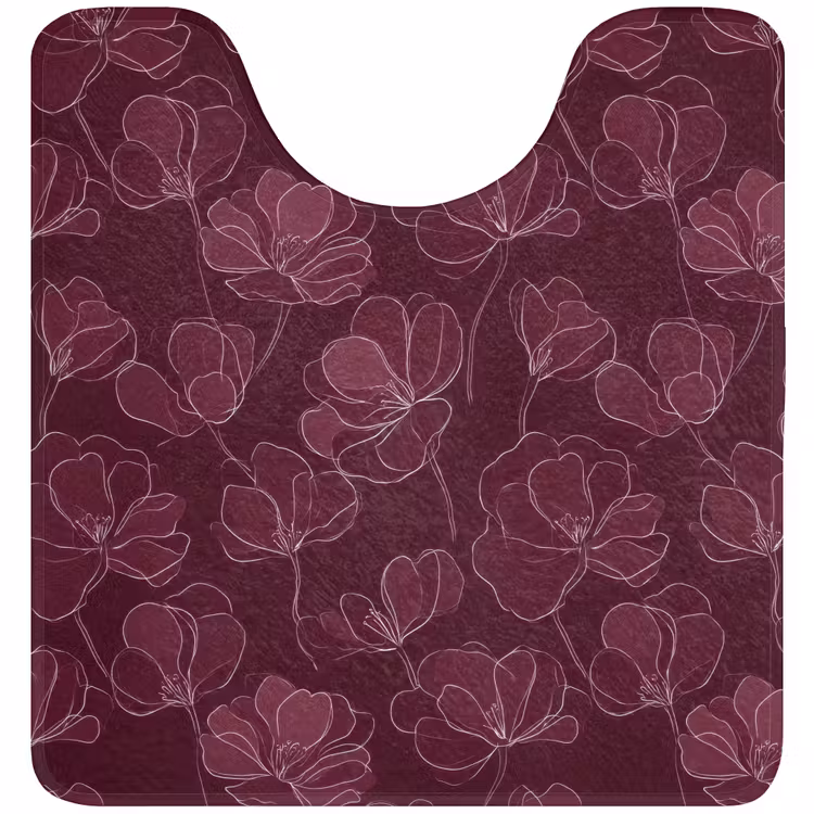 Bloemen - Patroon - Bordeauxrood WCmat U-uitsnede middel 1014 -3d