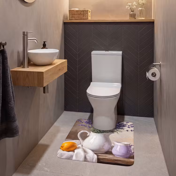 WC Mat - Flowers - Still Life - Purple - Bloemen - Stilleven - Paars WCmat U-uitsnede middel