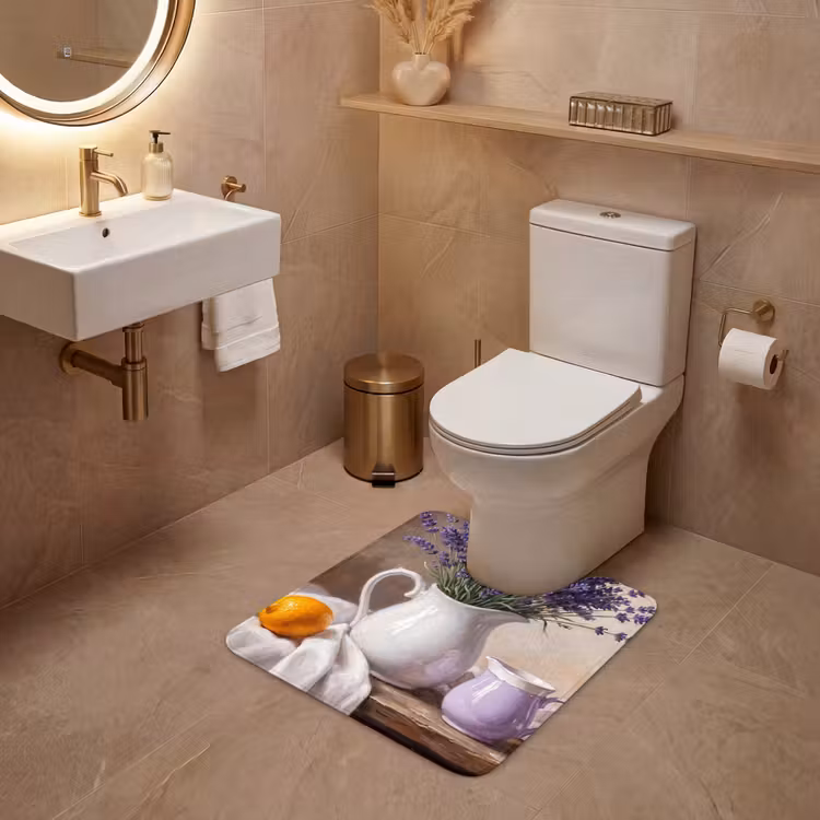 WC Mat - Flowers - Still Life - Purple - Bloemen - Stilleven - Paars WCmat U-uitsnede middel