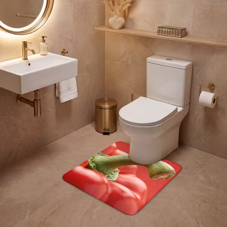 WC Mat - Food - Bell Pepper - Red - Eten - Paprika - Rood WCmat U-uitsnede middel
