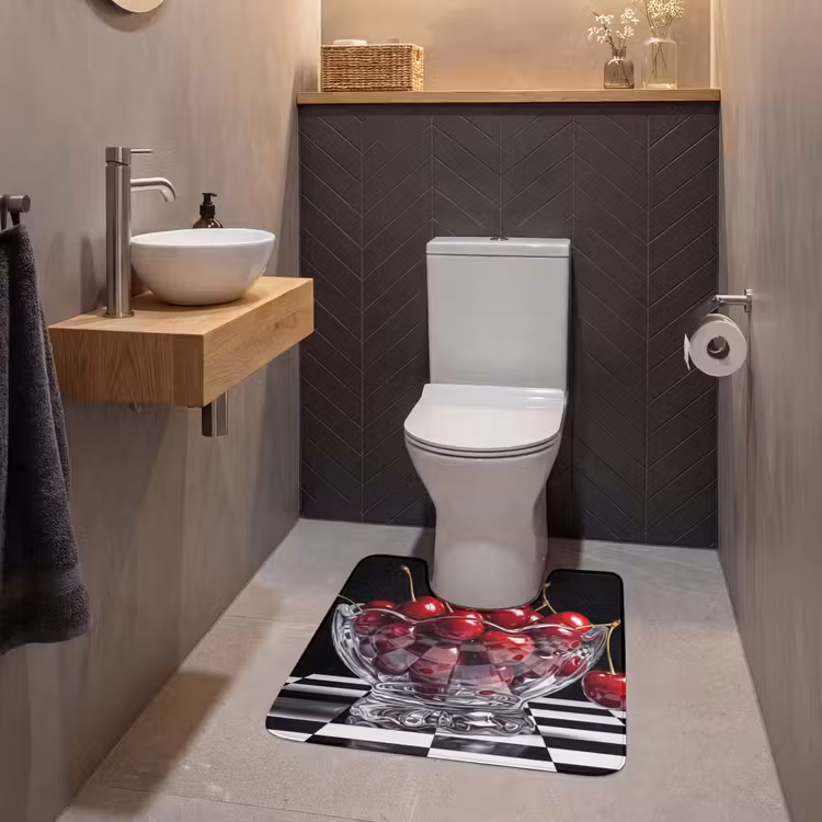 WC Mat - Food - Cherries - Red - Eten - Kersen - Rood WCmat U-uitsnede middel