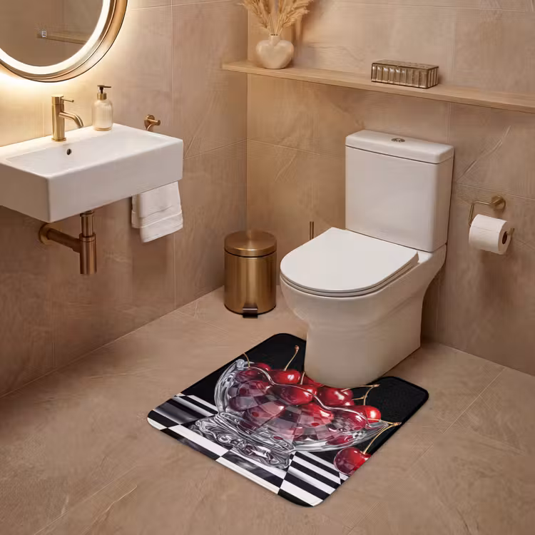 WC Mat - Food - Cherries - Red - Eten - Kersen - Rood WCmat U-uitsnede middel