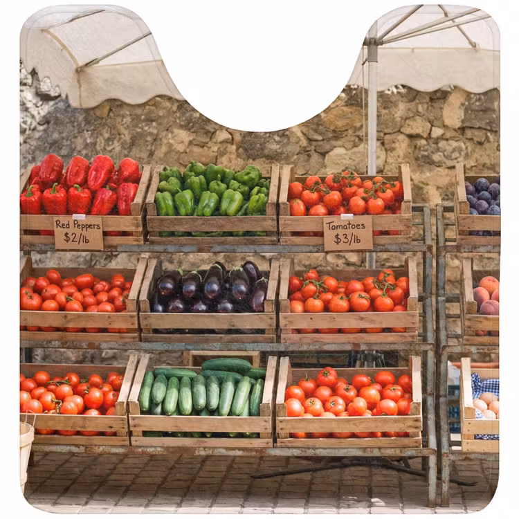 WC Mat - Food - Market - Fresh - Eten - Markt - Vers WCmat U-uitsnede middel