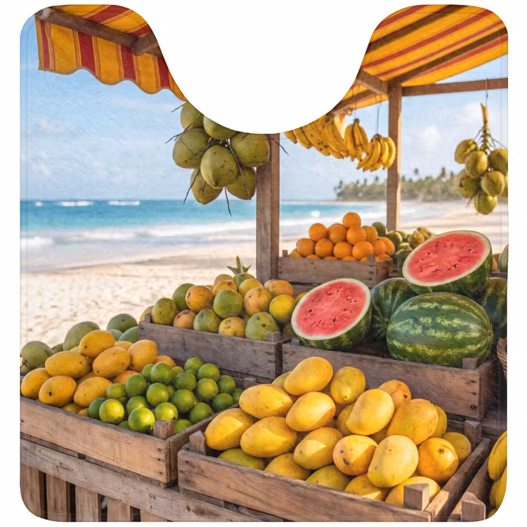 WC Mat - Fruit - Beach - Tropical - Fruit - Strand - Tropisch WCmat U-uitsnede middel