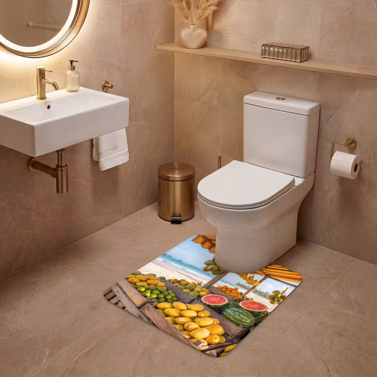 WC Mat - Fruit - Beach - Tropical - Fruit - Strand - Tropisch WCmat U-uitsnede middel