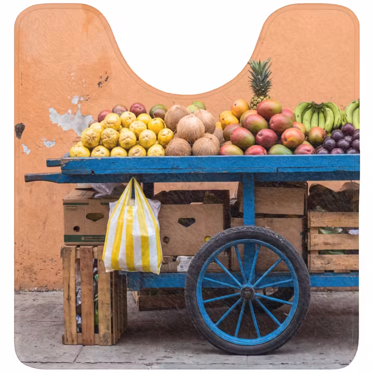 WC Mat - Fruit - Cart - Street - Fruit - Kar - Straat WCmat U-uitsnede middel