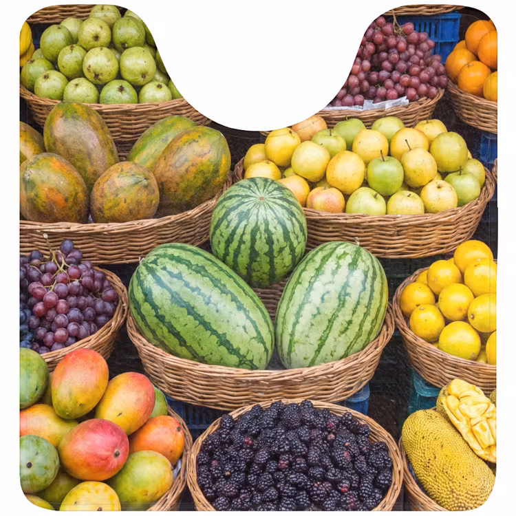 WC Mat - Fruit - Market - Colorful - Fruit - Markt - Kleurrijk WCmat U-uitsnede middel