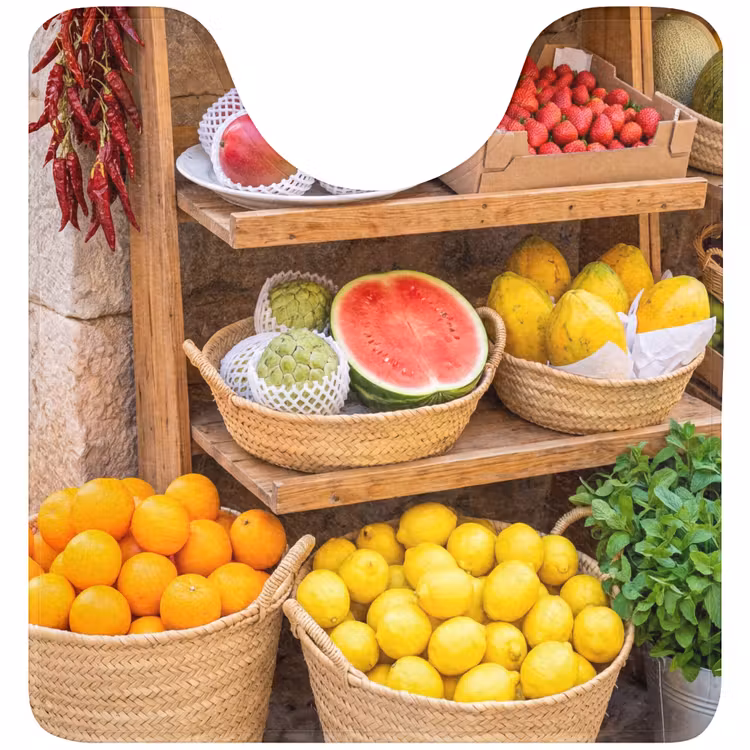 WC Mat - Fruit - Market - Fresh - Fruit - Markt - Vers WCmat U-uitsnede middel