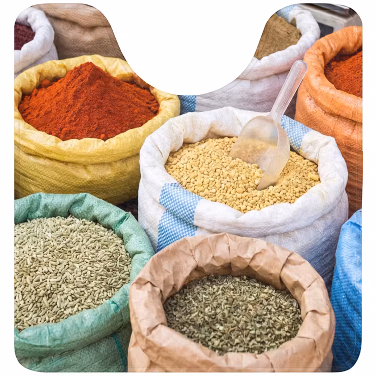 WC Mat - Herbs - Bags - Market - Kruiden - Zakken - Markt WCmat U-uitsnede middel
