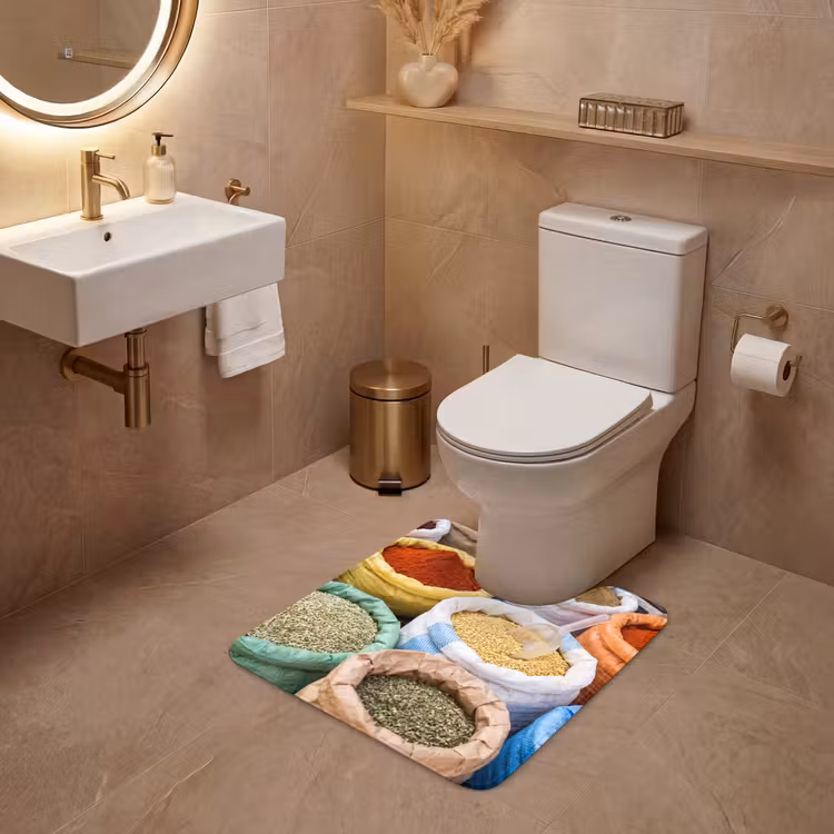 WC Mat - Herbs - Bags - Market - Kruiden - Zakken - Markt WCmat U-uitsnede middel