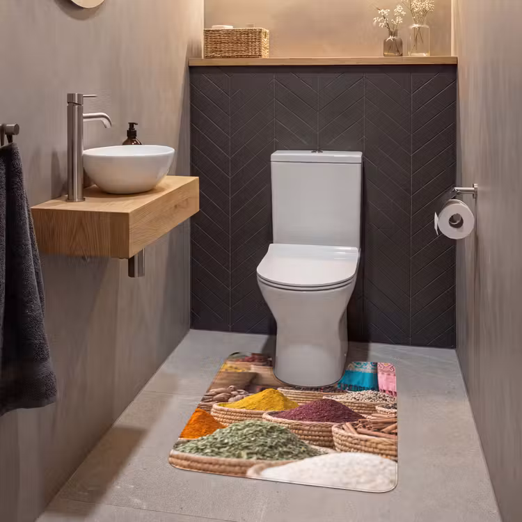 WC Mat - Herbs - Baskets - Oriental - Kruiden - Manden - Oosters WCmat U-uitsnede middel