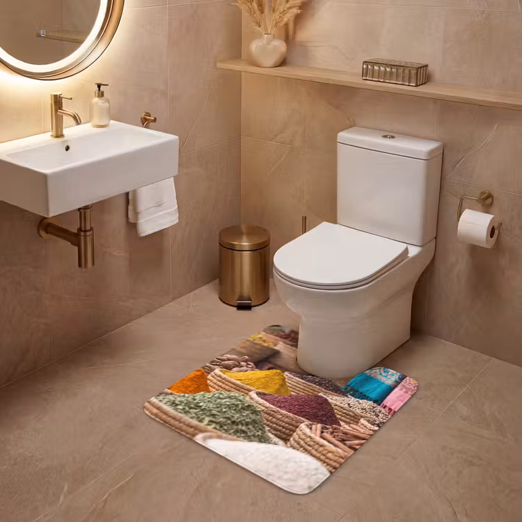 WC Mat - Herbs - Baskets - Oriental - Kruiden - Manden - Oosters WCmat U-uitsnede middel