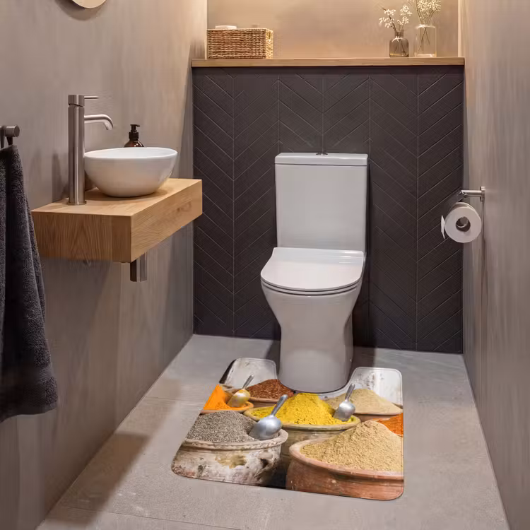 WC Mat - Herbs - Jars - Asian - Kruiden - Potten - Oosters WCmat U-uitsnede middel
