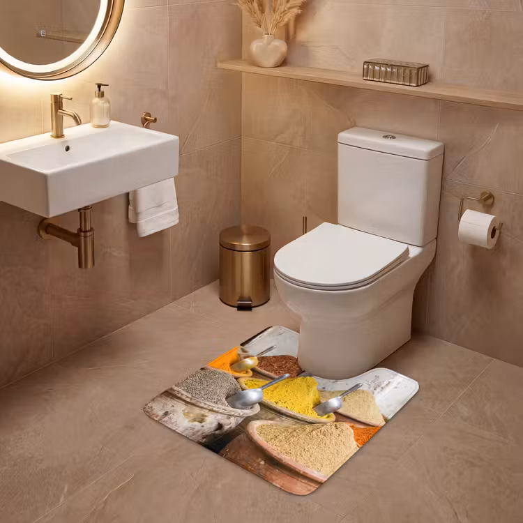 WC Mat - Herbs - Jars - Asian - Kruiden - Potten - Oosters WCmat U-uitsnede middel