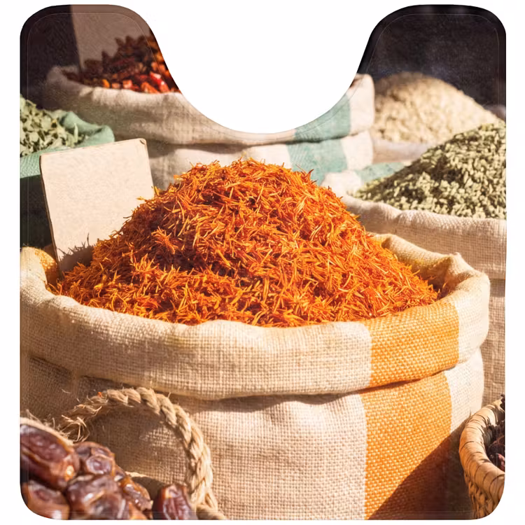 WC Mat - Herbs - Market - Colorful - Kruiden - Markt - Kleurrijk WCmat U-uitsnede middel