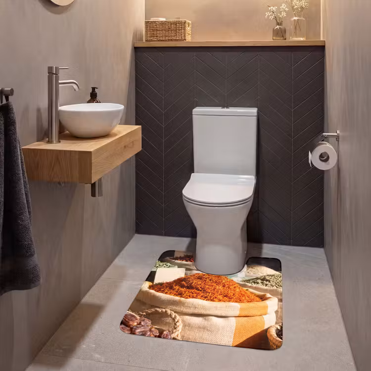 WC Mat - Herbs - Market - Colorful - Kruiden - Markt - Kleurrijk WCmat U-uitsnede middel