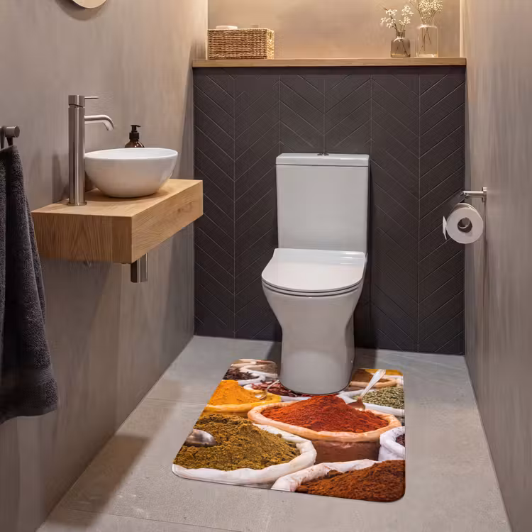 WC Mat - Herbs - Market - Food - Kruiden - Markt - Eten WCmat U-uitsnede middel