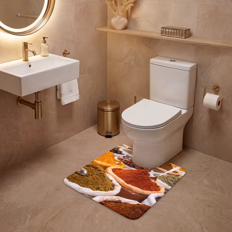 WC Mat - Herbs - Market - Food - Kruiden - Markt - Eten WCmat U-uitsnede middel