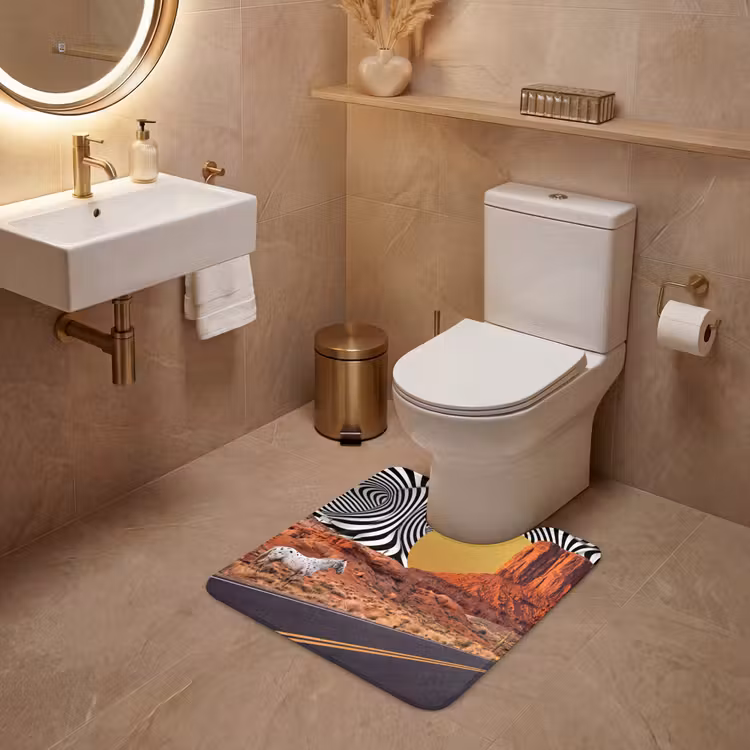 WC Mat - Horse - Desert - Nature - Paard - Woestijn - Natuur WCmat U-uitsnede middel