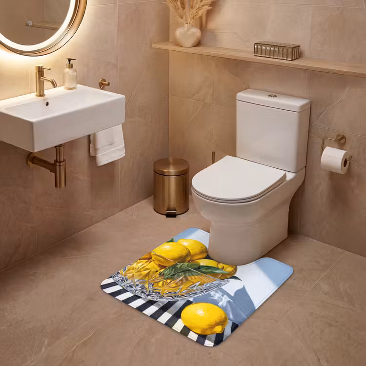 WC Mat - Lemons - Fruit - Yellow - Citroenen - Fruit - Geel WCmat U-uitsnede middel